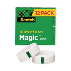 Scotch® Magic Tape Value Pack, 1" Core, 0.75" x 83.33 ft, Clear, 12/Pack