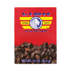 Lion California Seedless Raisins, 1.5 oz Box, 6/Pack, Ships in 1-3 Business Days
