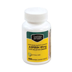 Berkley Jensen® Bulk Low Dose Safety Coated Aspirin, 81 mg, 500/Bottle, Delivered in 1-4 Business Days