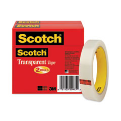 Scotch® Transparent Tape, 3" Core, 0.75" x 72 yds, Transparent, 2/Pack