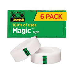 Scotch® Magic Tape Refill, 1" Core, 0.75" x 36 yds, Clear, 6/Pack