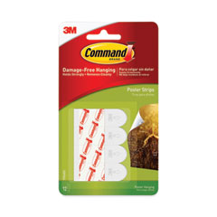 Command™ Poster Strips, Removable, Holds up to 1 lb per Pair, 0.63 x 1.75, White, 12/Pack