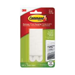 Command™ Picture Hanging Strips, Removable, Holds Up to 4 lbs per Pair, 0.5 x 3.63, White, 4 Pairs/Pack