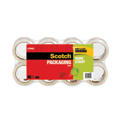 Scotch® Sure Start Packaging Tape, 3" Core, 1.88" x 54.6 yds, Clear, 8/Pack