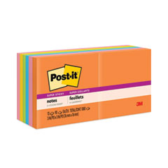 Post-it® Notes Super Sticky Pads in Energy Boost Collection Colors, 3" x 3", 90 Sheets/Pad, 12 Pads/Pack