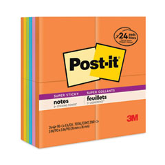 Post-it® Notes Super Sticky Pads in Energy Boost Collection Colors, 3" x 3", 90 Sheets/Pad, 24 Pads/Pack