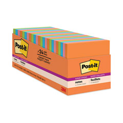 Post-it® Notes Super Sticky Pads in Energy Boost Collection Colors, Cabinet Pack, 3" x 3", 70 Sheets/Pad, 24 Pads/Pack
