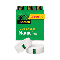 Scotch® Magic Tape Refill, 3" Core, 1" x 72 yds, Clear, 3/Pack