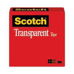 Scotch® Transparent Tape, 3" Core, 1" x 72 yds, Transparent