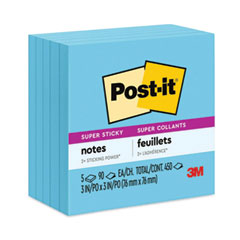 Post-it® Notes Super Sticky Full Stick Notes, 3" x 3", Energy Boost Collection Colors, 25 Sheets/Pad, 4 Pads/Pack