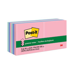 Post-it® Greener Notes Original Recycled Pop-up Notes, 3 x 3, Sweet Sprinkles Collection Colors, 100 Sheets/Pad, 12 Pads/Pack