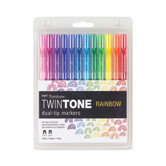 Tombow® TwinTone Dual-Tip Markers, Extra-Fine/Broad Tips, Assorted Colors, Dozen