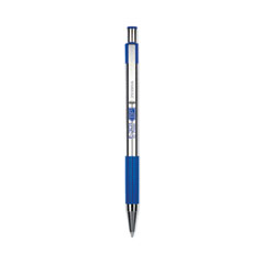 Zebra® F-301 Ballpoint Pen, Retractable, Fine 0.7 mm, Blue Ink, Stainless Steel/Blue Barrel, 2/Pack