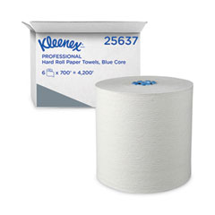 Kleenex® Hard Roll Paper Towels with Premium Absorbency Pockets with Colored Core, Blue Core, 7.5" x 700 ft, White, 6 Rolls/Carton
