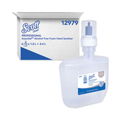 Scott® Essential Alcohol-Free Foam Hand Sanitizer, 1,200 mL, Unscented, 2/Carton