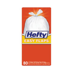 Hefty Strong Tall Kitchen Drawstring Bags, 13 gal, 0.9 mil, White, 90/Box, 3 Boxes/Case
