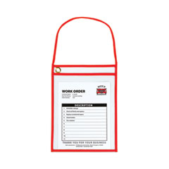 C-Line® 1-Pocket Shop Ticket Holder w/Setrap and Red Stitching, 75-Sheet, 9 x 12, 15/Box