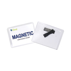 C-Line® Magnetic Name Badge Holder Kit, Horizontal, 4w x 3h, Clear, 20/Box