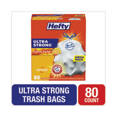 Hefty® Ultra Strong Scented Tall White Kitchen Bags, 13 gal, 0.9 mil, 23.75" x 24.88", White, 80/Box