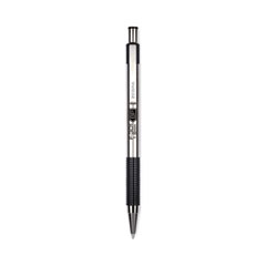 Zebra® F-301 Ballpoint Pen, Retractable, Bold 1.6 mm, Black Ink, Stainless Steel/Black Barrel, 12/Pack