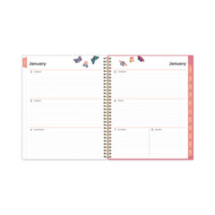 Blue Sky Joselyn Weekly/Monthly Planner, Joselyn Floral Artwork, 8 x 5, Pink/Peach/Black Cover, 12-Month (Jan to Dec): 2024