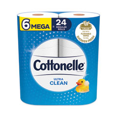 Cottonelle® Ultra CleanCare Toilet Paper, Strong Tissue, Mega Rolls, 1-Ply, White, 284 Sheets/Roll, 6 Rolls/Pack, 36 Rolls/Carton