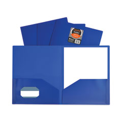 C-Line® Two-Pocket Heavyweight Poly Portfolio Folder, 11 x 8.5, Blue, 25/Box