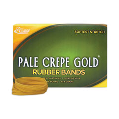 Alliance® Pale Crepe Gold Rubber Bands, Size 32, 0.04" Gauge, Golden Crepe, 1 lb Box, 1,100/Box