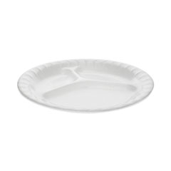Pactiv Evergreen Placesetter Deluxe Laminated Foam Dinnerware, 3-Compartment Plate, 8.88" dia, White, 500/Carton