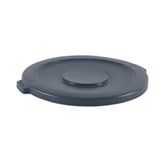 Boardwalk® Lids for 44 gal Waste Receptacles, Flat-Top, Round, Plastic Gray