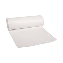 Boardwalk® Low Density Repro Can Liners, 55 gal, 0.63 mil, 38" x 58", White, 10 Bags/Roll, 10 Rolls/Carton