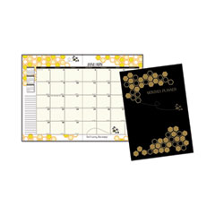 House of Doolittle™ Recycled Honeycomb Monthly Planner, Honeycomb Artwork, 11 x 7, Black/Gold Cover, 12-Month (Jan to Dec): 2024