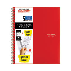 Five Star® Wirebound Notebook, 5 Subject, 8 Pockets, Medium/College Rule, Randomly Assorted Covers, 11 x 8.5, 200 Sheets