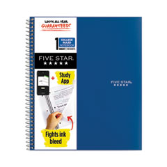 Five Star® Wirebound Notebook with Two Pockets, 1-Subject, Medium/College Rule, Randomly Assorted Cover Color, (100) 11 x 8.5 Sheets