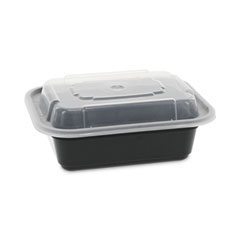 Pactiv Evergreen Newspring VERSAtainer Microwavable Containers, 12 oz, 4.5 x 5.5 x 1.75, Black/Clear, Plastic, 150/Carton