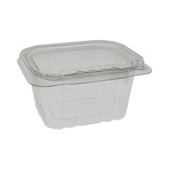 Pactiv Evergreen EarthChoice Tamper Evident Recycled Hinged Lid Deli Container, 16 oz, 5.38 x 4.5 x 2.63, Clear, Plastic, 304/Carton