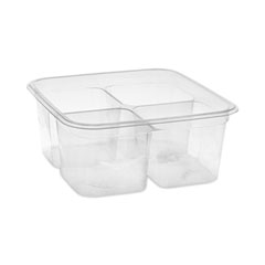 Pactiv Evergreen EarthChoice Square Recycled Bowl,4-Compartment, 32 oz, 6.13 x 6.13 x 2.61, Clear, 360/Carton