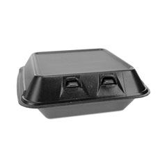 Pactiv Evergreen SmartLock Foam Hinged Lid Container, Medium, 8 x 8.5 x 3, Black, 150/Carton