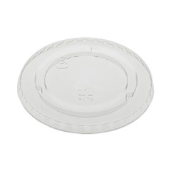 Pactiv Evergreen EarthChoice Strawless RPET Lid, Flat Lid, Fits 9 oz to 20 oz "A" Cups, Clear 1,020/Carton