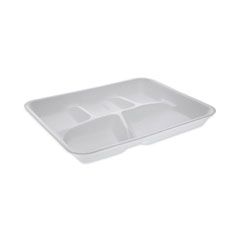 Pactiv Evergreen Foam School Trays, 5-Compartment, 8.25 x 10.5 x 1,  White, 500/Carton