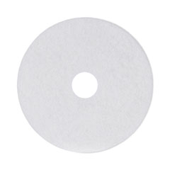 Boardwalk® Polishing Floor Pads, 17" Diameter, White, 5/Carton