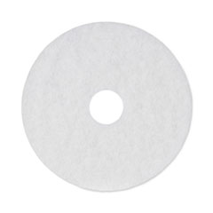 Boardwalk® Polishing Floor Pads, 16" Diameter, White, 5/Carton