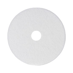 Boardwalk® Polishing Floor Pads, 14" Diameter, White, 5/Carton