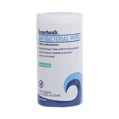Boardwalk® Antibacterial Wipes, 1-Ply, 5.4 x 8, Fresh Scent, White, 75/Canister