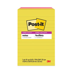 Post-it® Notes Super Sticky Note Pads in Summer Joy Collection Colors, 4" x 6", Note Ruled, Summer Joy Collection Colors, 90 Sheets/Pad, 3 Pads/Pack
