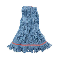Boardwalk® Super Loop Wet Mop Head, Cotton/Synthetic Fiber, 1" Headband, Large Size, Blue, 12/Carton