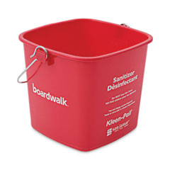 Boardwalk® Sanitizing Bucket, 6 qt, Plastic, Red, 8" dia