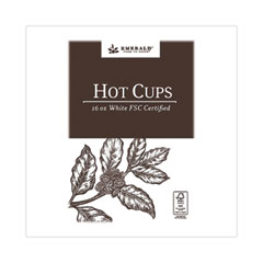 Emerald™ Compostable Paper Hot Cups, 16 oz, White/Brown, 50/Pack, 10 Packs/Carton