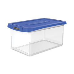 Bankers Box® Latch Lid Storage Bin, 22.38" x 14.19" x 10.63", Clear/Blue