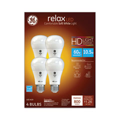 GE LED Relax LED Light Bulb, A19 Bulb, Dimmable, 10.5 W, Daylight, 4/Pack